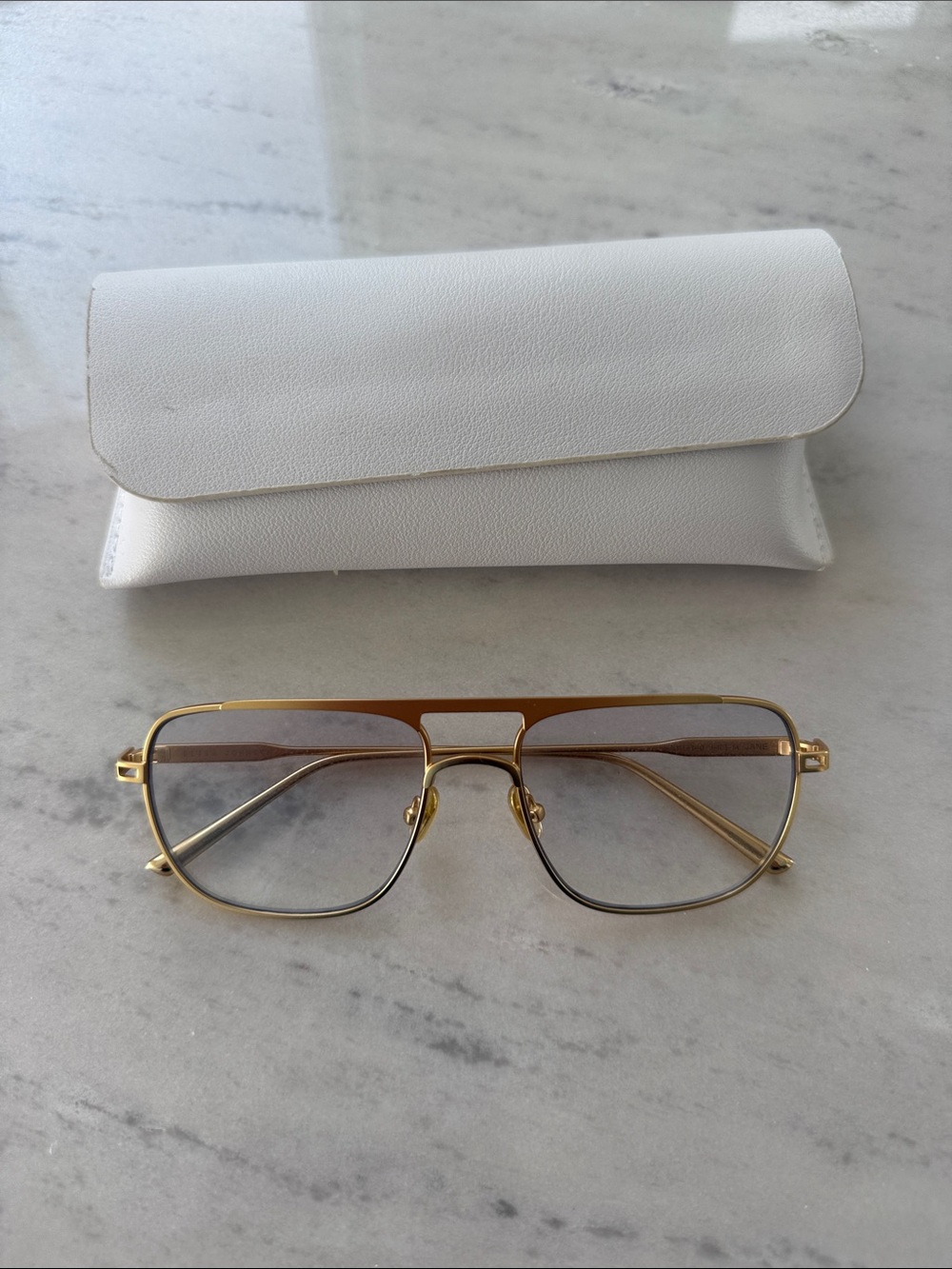 Elisa Johnson Gold Frame Women's Fashion Eyeglasses - Sleek Gold Vintage Style